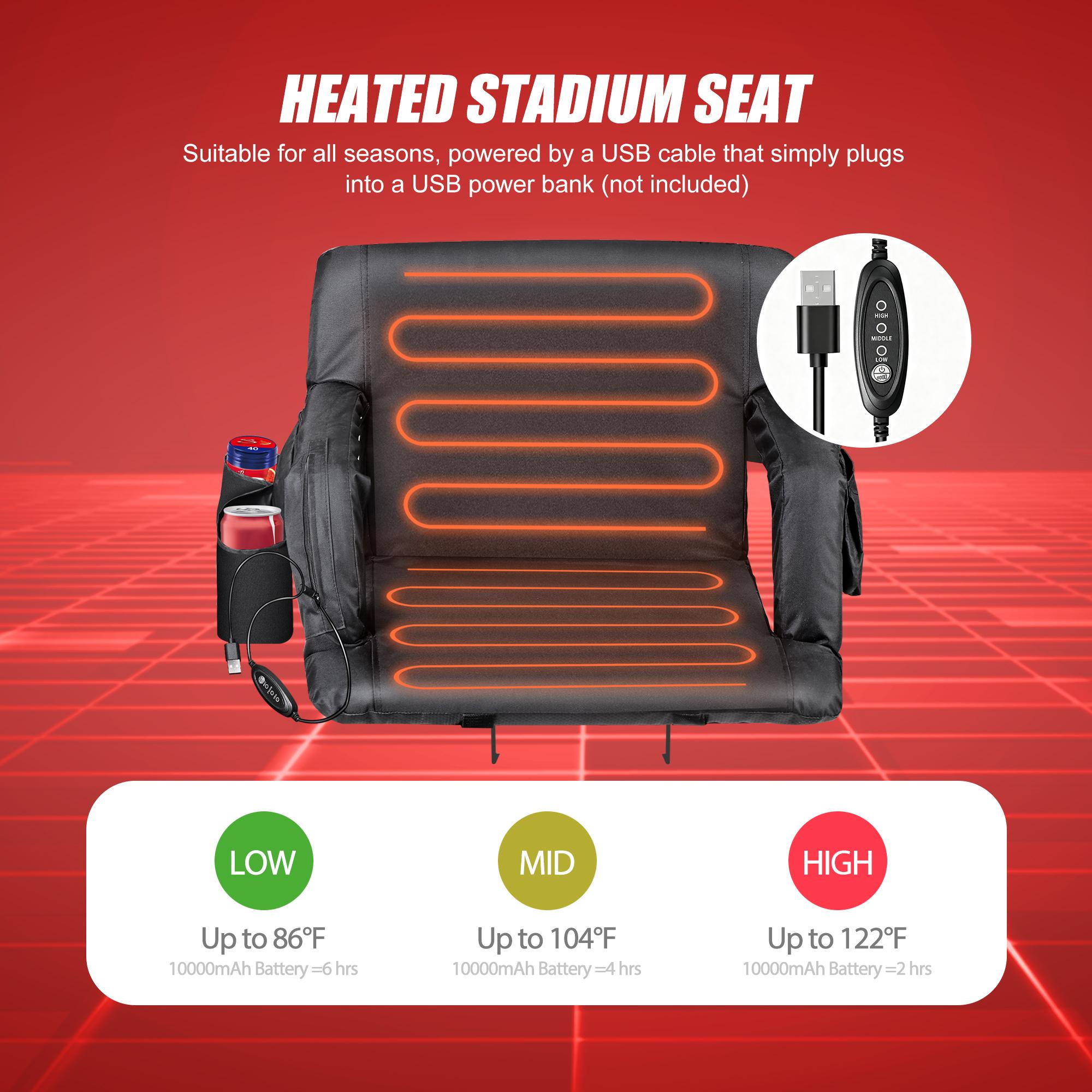 ZENY Portable Heated Stadium Seats for Bleachers 6 Reclining Folding Stadium Chair Waterproof Bottom ZENY Portable Heated Stadium Seats for Bleachers 6 Reclining Folding Stadium Chair Waterproof Bottom
