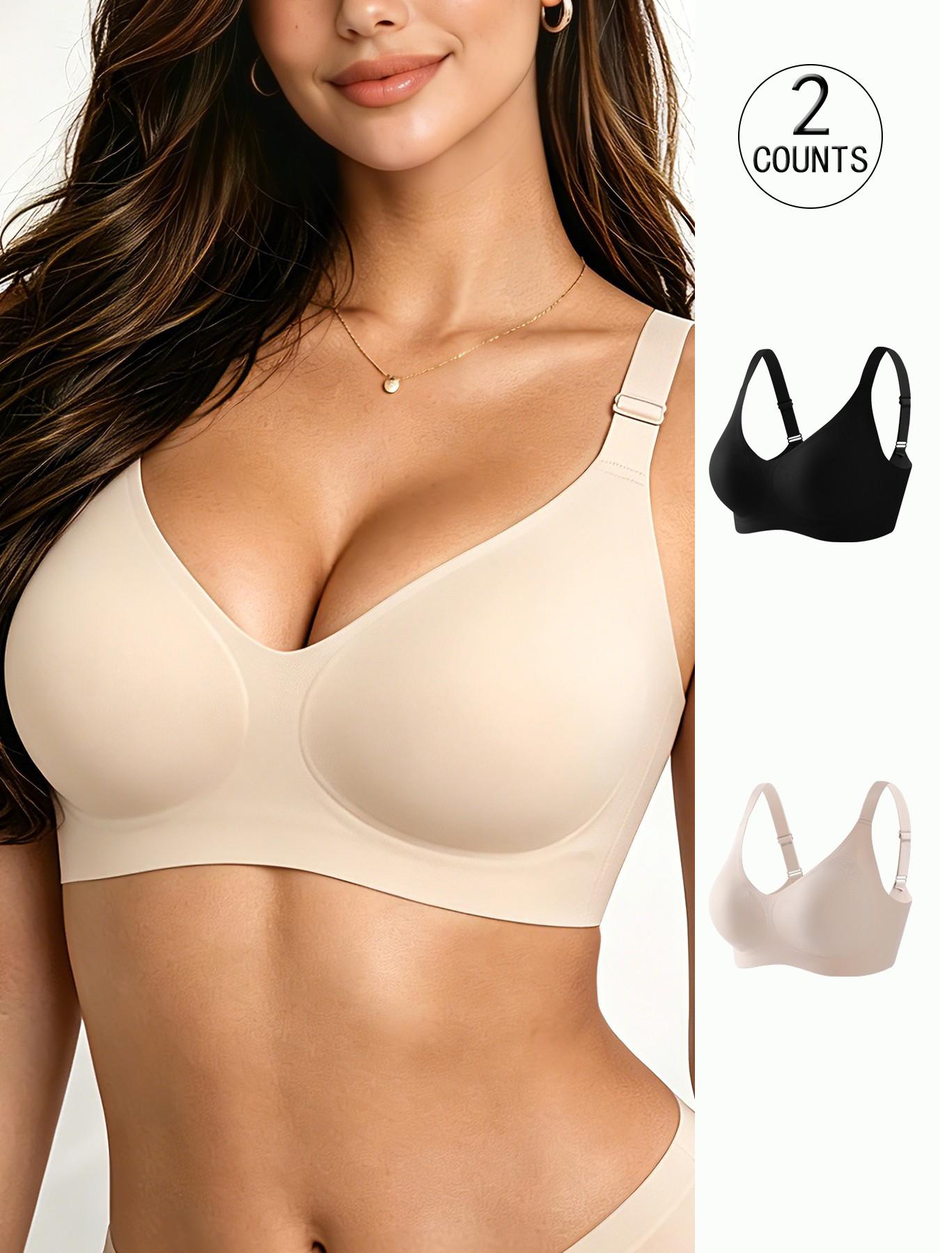 2 pack / 6 colors, high-quality women's seamless jelly bra, four rows of three hooks, push-up and lift, adjustable sports vest, suitable for daily wear, parties, yoga, comfortable, breathable and skin-friendly, women's underwire-free bra.