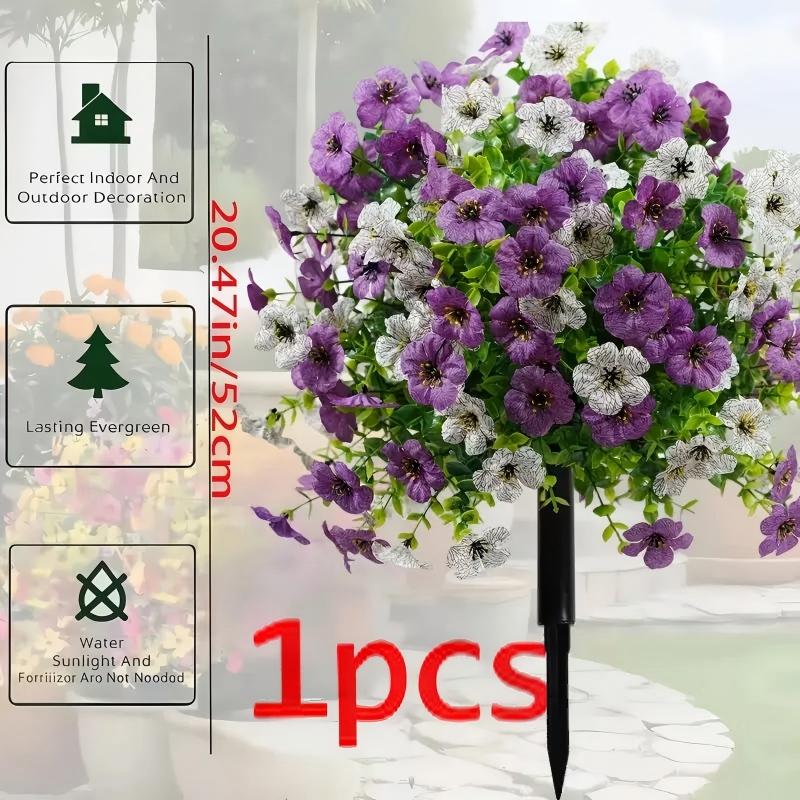 1/2 Pack Artificial Violet Tree with Ground Stake, UV Resistant Plastic Fake Flower Bush, Vibrant Faux Flowers, Decorative Faux Flowers, Artificial Flower Decorations, Colorful Flowers for Indoor Outdoor Easter Garden Wedding Decor, Artificial Plants