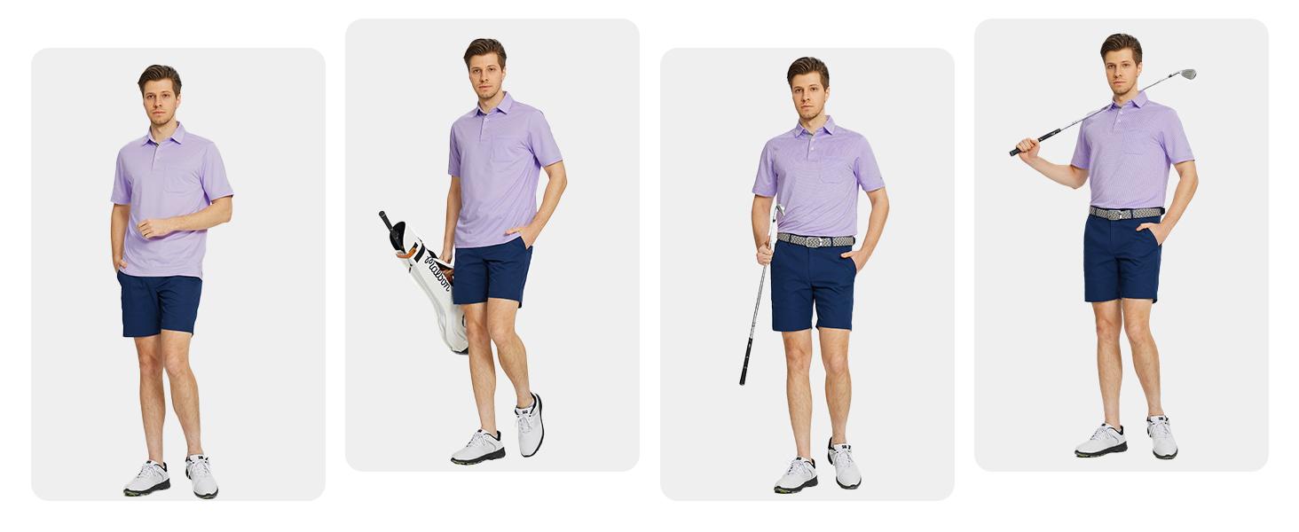 M MAELREG Men’s Jacquard Polo Shirt with Pocket – Dry Fit Moisture-Wicking Performance Short Sleeve Polo for Summer Vacation, Casual Wear Holiday Gifts SpringStatements