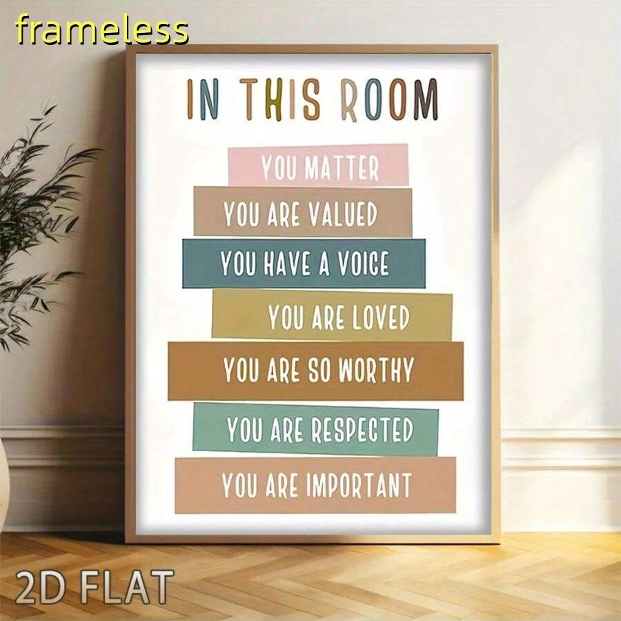1 color logo encouraging and inspiring canvas poster, simple home decoration 2D flat printing frameless painting