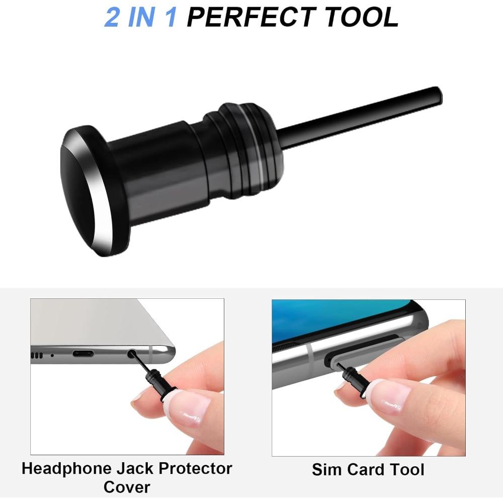 USB C Dust Plug Cover, 4pcs USB C Port Cover Cap Charging Port Cleaner with Cleaning Kits for iPhone 15 16 Series, Samsung Galaxy S23/S22/S21/S20 Ultra, Note 20/10 and All Type C Devices