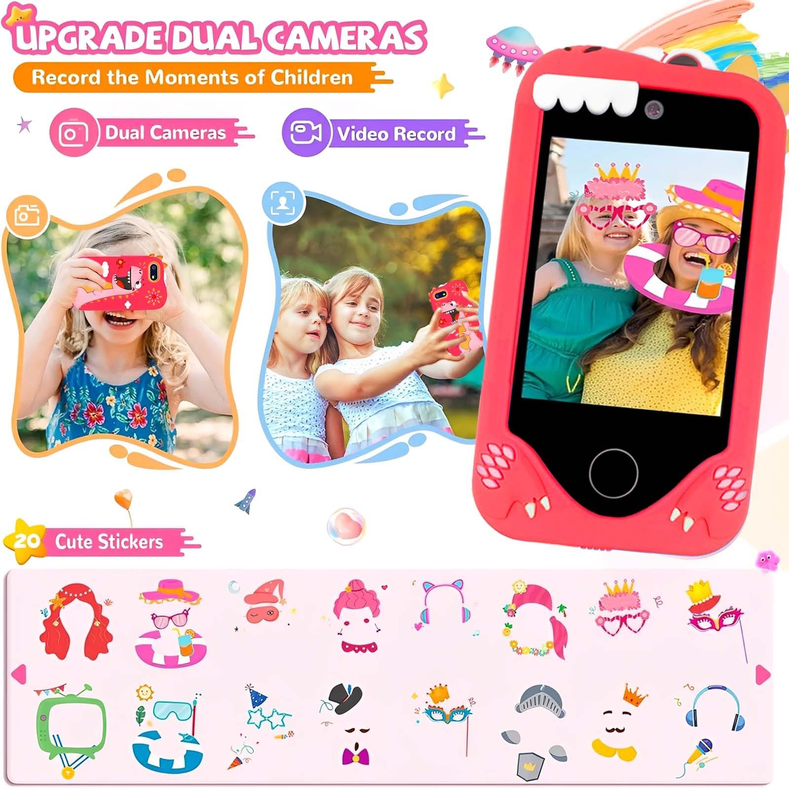 Kids Smart Phone Dual Camera Toy With 2.8 Inch HD Touch Screen Music Player And Learning Games Perfect Birthday Gift For Children