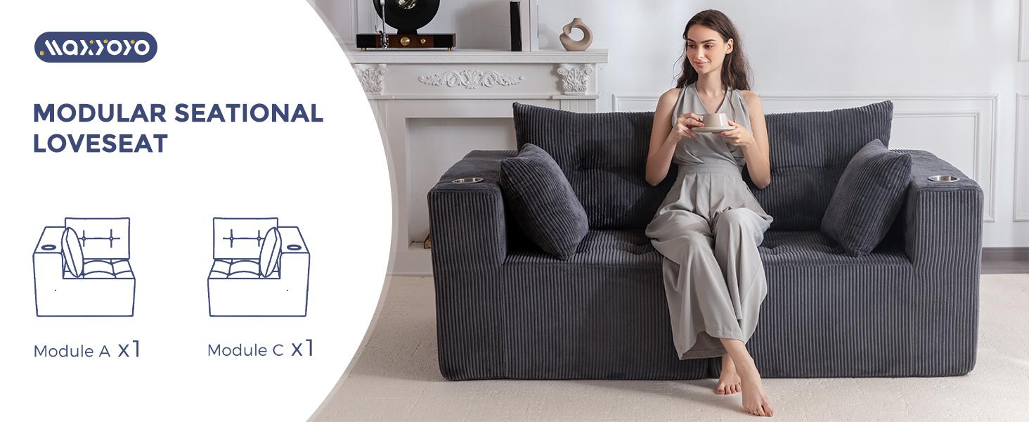 MAXYOYO Loveseat Boneless Cloud Couch, Modular Sectional Sofa Couch for Living Room, Sofa in A Box, Upholstered Cozy Chair with Tufted Craft, No Assembly Required MAXYOYO Loveseat Boneless Cloud Couch, Modular Sectional Sofa Couch for Living Room, Sofa in A Box, Upholstered Cozy Chair with Tufted Craft, No Assembly Required