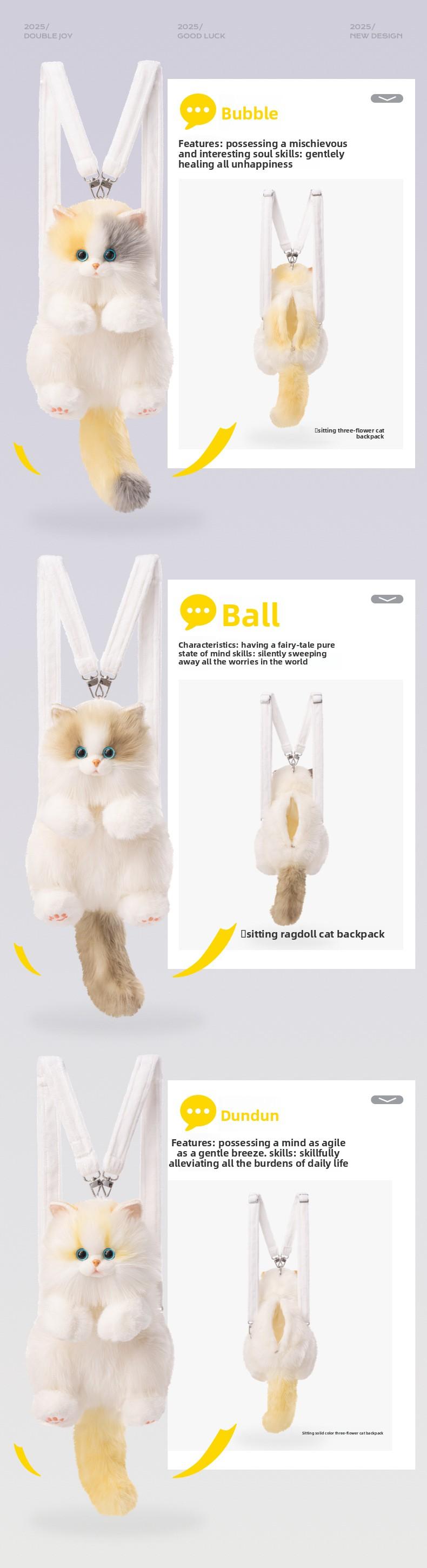 Cute Small Plush Cat Backpack Simulation Bag Doll Plush Toy Birthday Gift