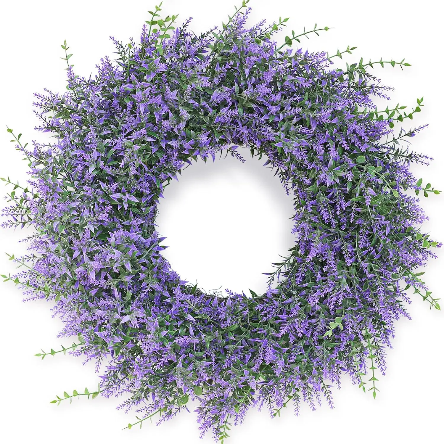 26" Artificial Lavender Eucalyptus Wreath for Front Door Decor() | Large Realistic , Faux Outdoor Wreath, for Porch/Outside/Window//Wall/Spring/Summer/ Seasons Decor