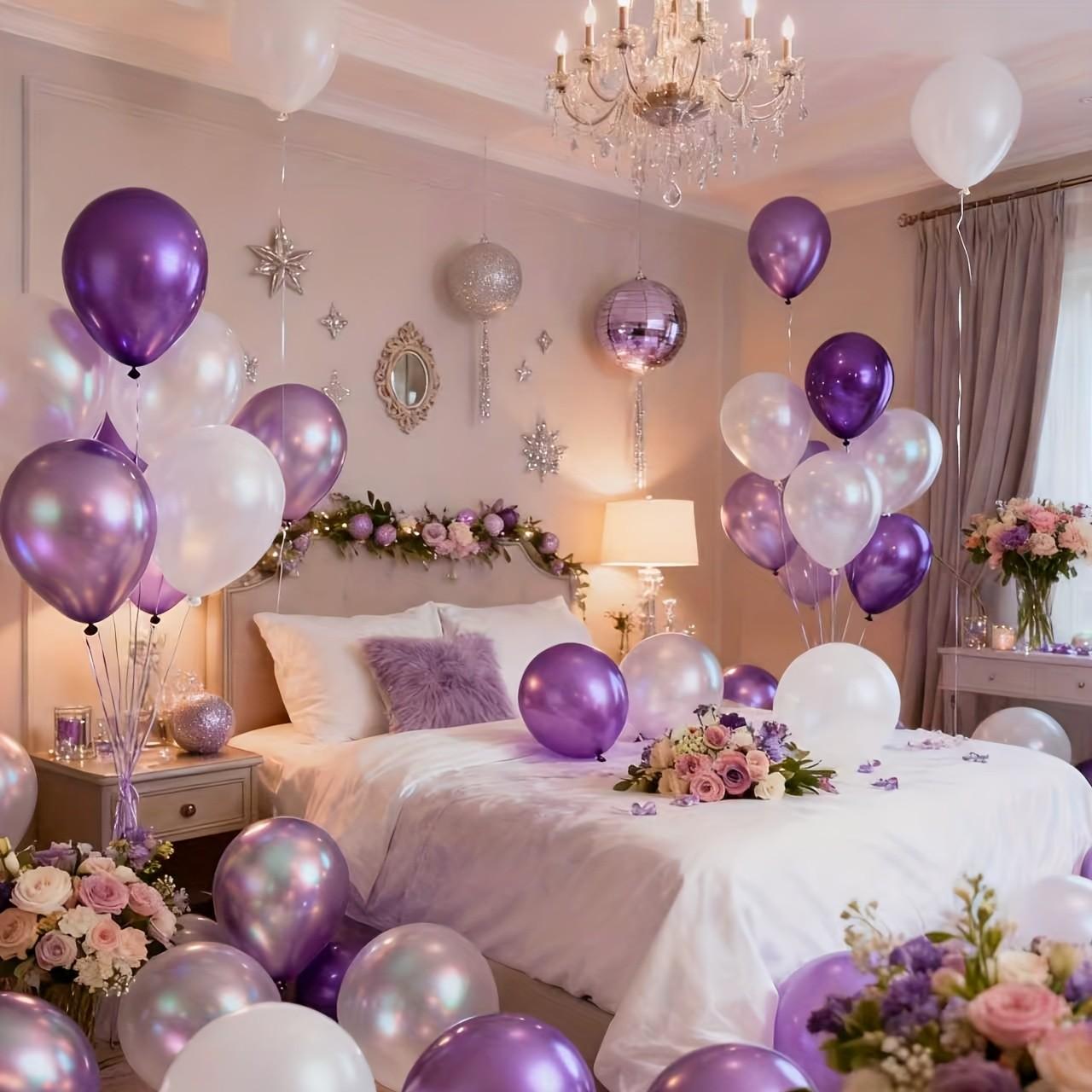 27pcs， Pearl purple white gradient series balloon set, perfect for birthdays, weddings, Valentine's Day, Mother's Day, school opening ceremonies, graduation season, home decoration, balloon decoration, balloon parties