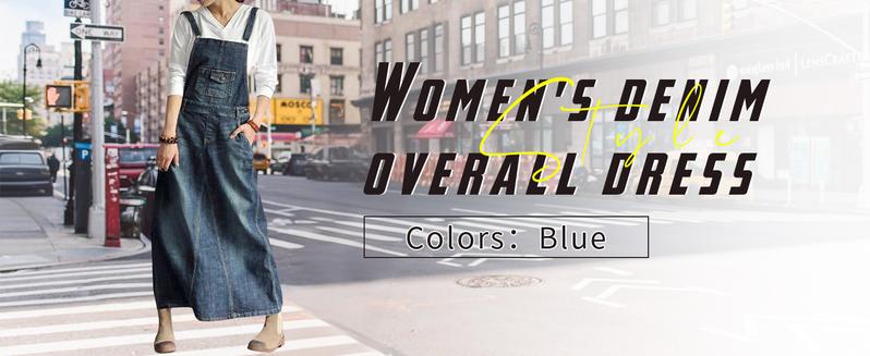 Chouyatou Women's Vintage Adjustable Strap Denim Overall Dress Distressed A-Line Pinafore Bib Jean Dress