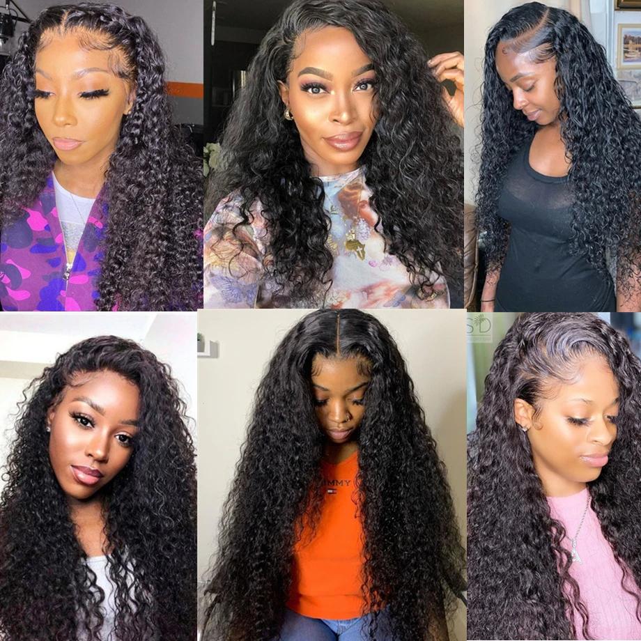 Bling Hair Deep Wave Lace Front Wigs Real Hair 13x4 Transparent Lace Frontal Wig Pre Plucked with Baby Hair 180% Density Natural Color Bling Hair Deep Wave Lace Front Wigs Real Hair 13x4 Transparent Lace Frontal Wig Pre Plucked with Baby Hair 180% Density Natural Color