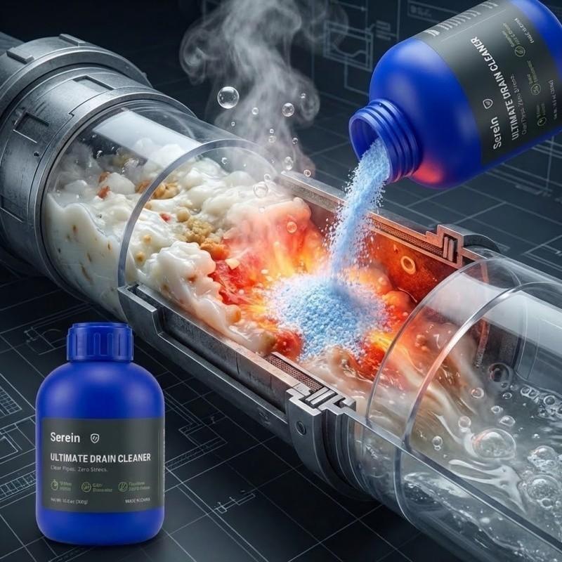 Serein Strong Pipe Unblocker, Quick Dissolving Clog Remover, Effective Drain Cleaner, Fast Acting Plumbing Solution, Home Maintenance Essential