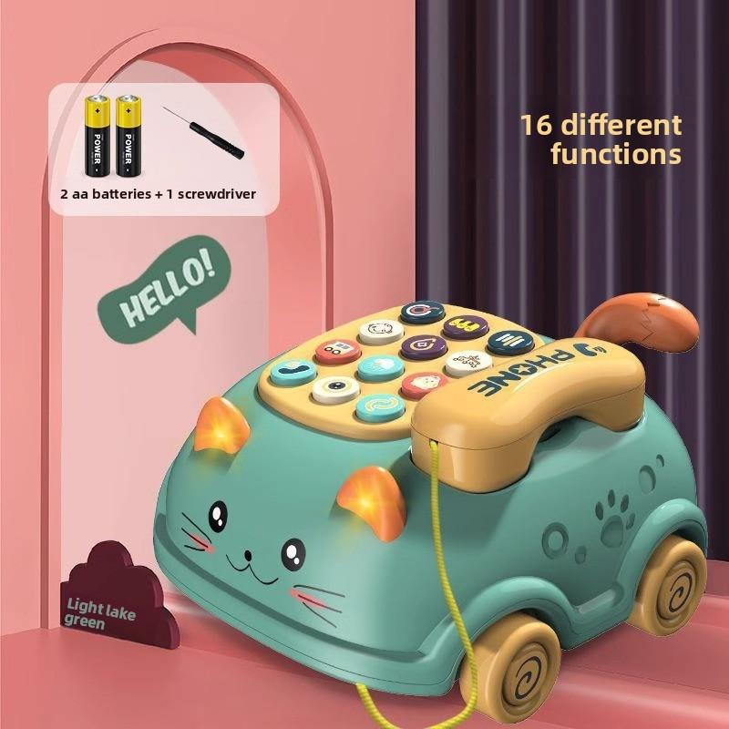 Children Bilingual English Cat Telephone Baby Educational Early Learning Story Machine Simulated Landline Toy