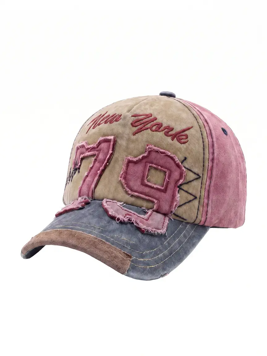 Vintage Patchwork Embroidered Baseball Hat, Truck Driver's Hat With Colorblock, Embroidery, Vintage Number, Lightweight & Adjustable Size' MusicFest Y2KFest Back To School Autumn Halloween Halloween Winter Ball Cap Adjustable Fit Hat
