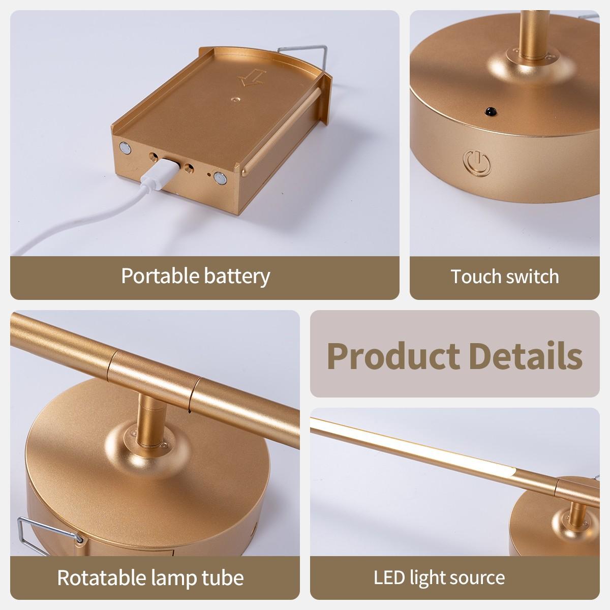 Non drilling installation and detachable, Perfect for renters/Renters Friendly,360 ° rotating creative wireless charging wall lights: no need to remove the entire lamp body/detachable charging battery compartment power supply wall lights/mirror lights