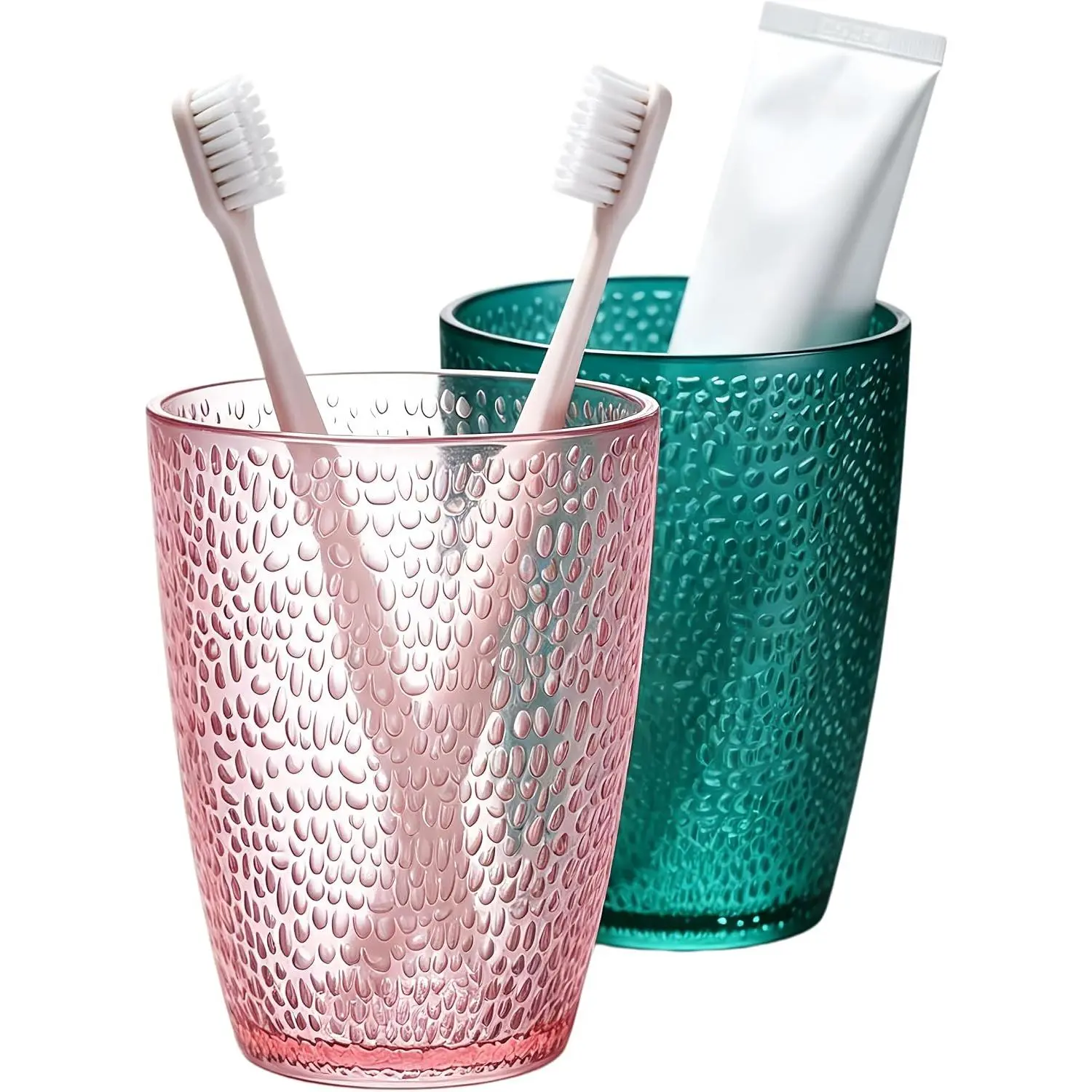 Bathroom Toothbrush Cups Set of 2, 350ml Plastic Tumbler Reusable Drinking Cups