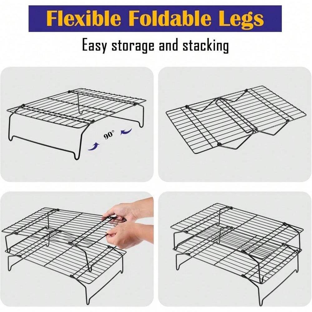 Stainless Steel Cooling Rack, Stackable 3-Tier Design, Ideal for Baking & Cooking, Fits Oven & Dishwasher Safe, Perfect for Cookies Pizza Cake