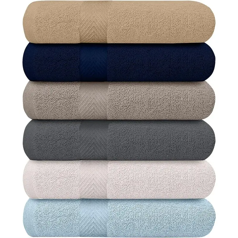 6-Pack Bath Towels - Lightweight - Extra Absorbent -  Cotton - Shower towels (Multi, 27 inchesx54 inches)