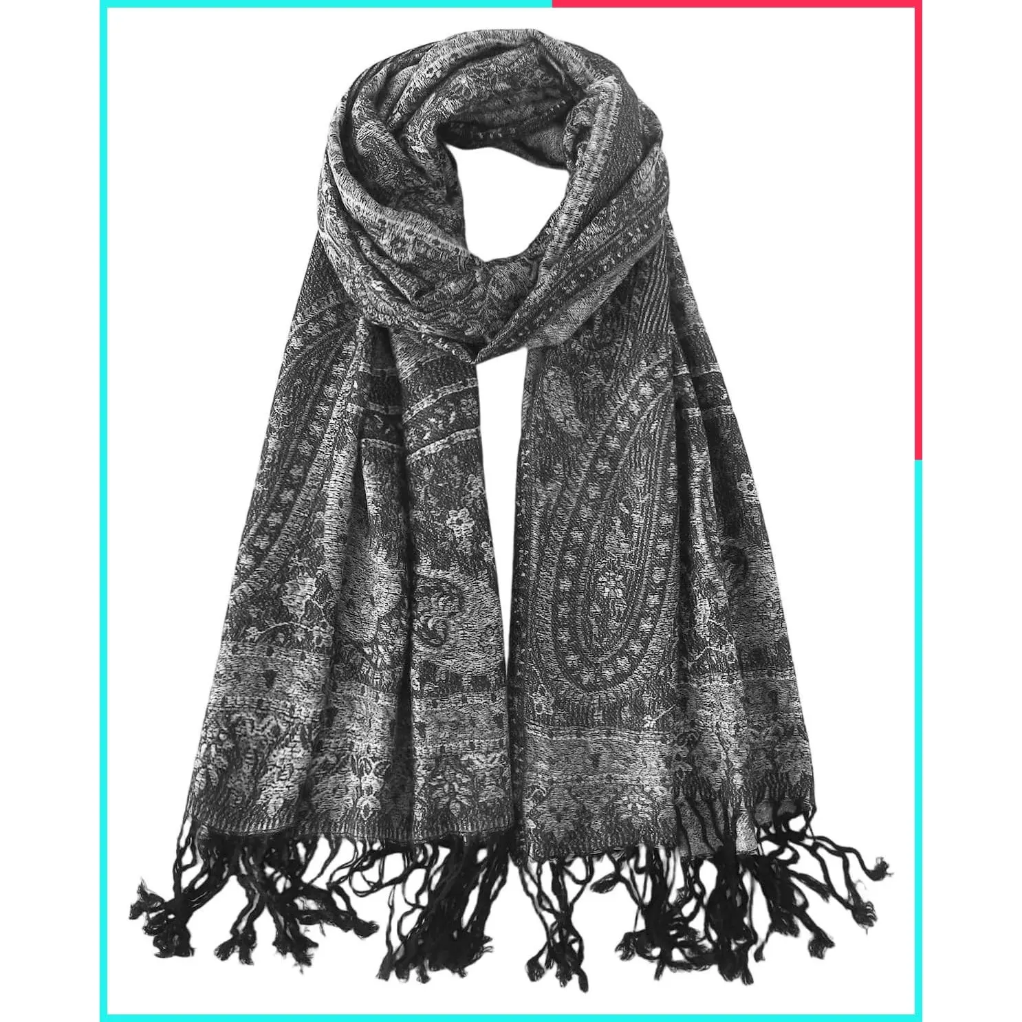 Paisley Pashmina Shawl Scarf - Women's Reversible Ethnic Jacquard Wrap for Travel