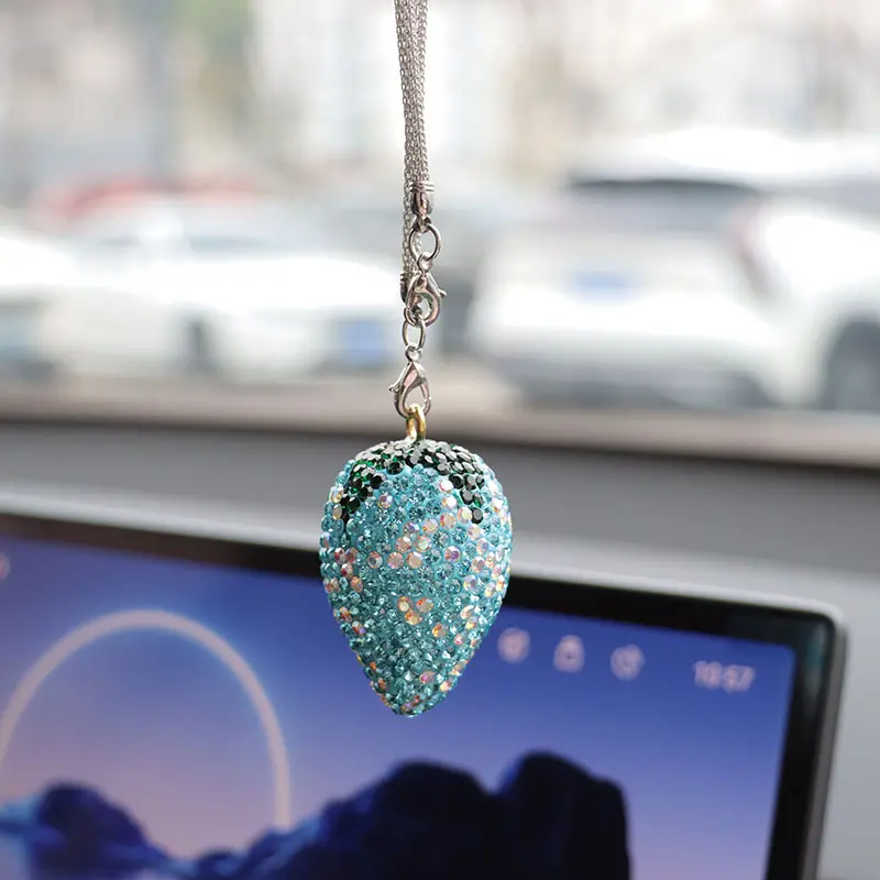 Lake blue big strawberry car pendant