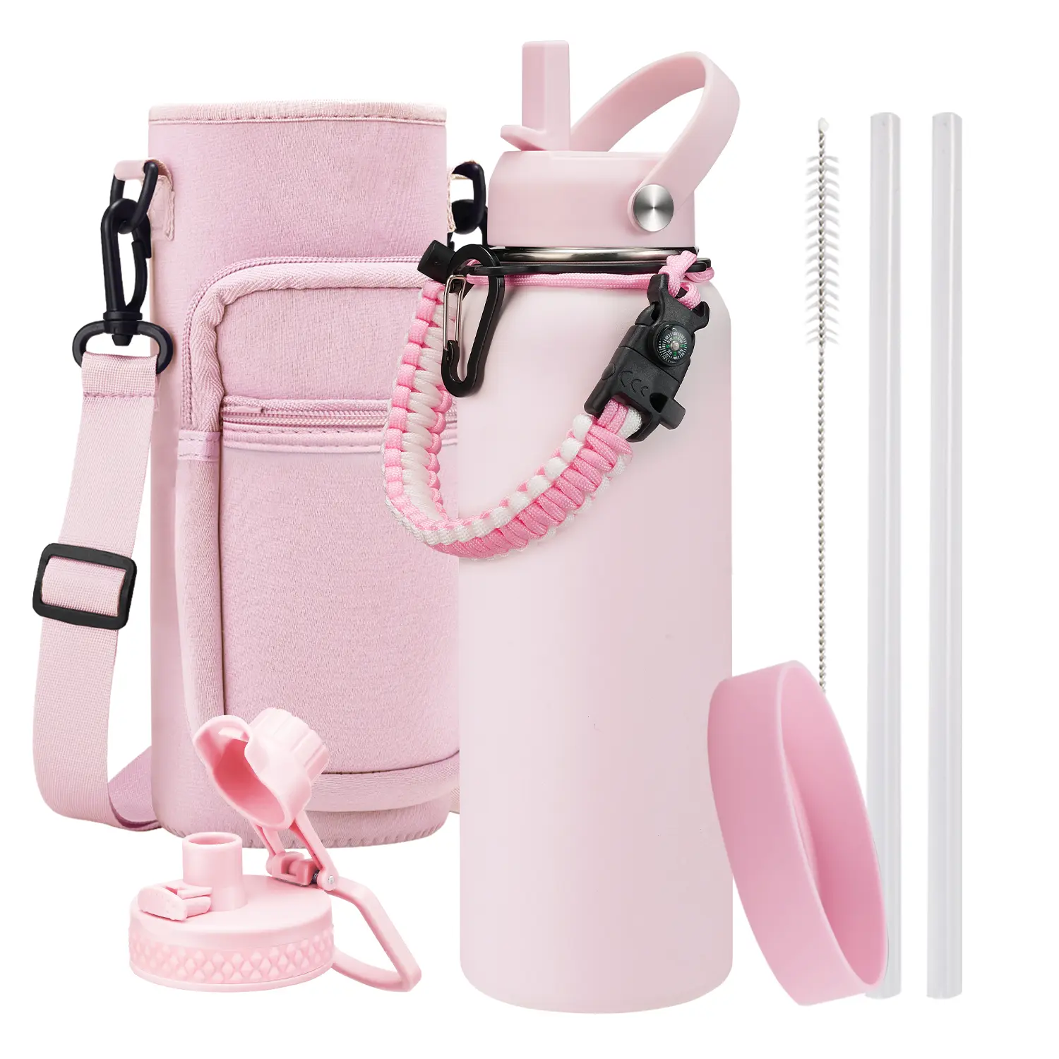 128 oz Insulated Water Bottle, Water Jug with Straw Lid | Large Stainless Steel Vacuum Jug, Keep Cold & Hot, BPA-Free Leak-Proof with 2 Lids, for Sports Hiking Travel
