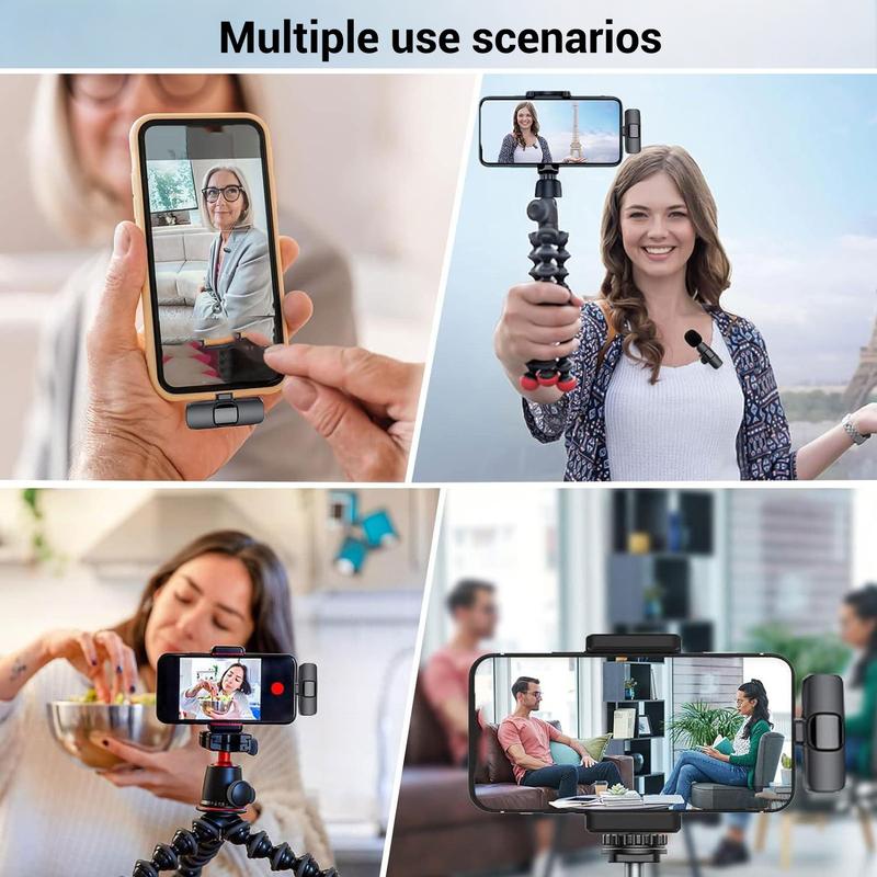 Wireless Lapel Microphone Noise Reduction for iPhone Android Plug-And-Play Professional Recording Phone Mic for Live Streaming Shorts Videos Tiktok Youtube Vlog Interview Online Classes Live Podcast Equipment
