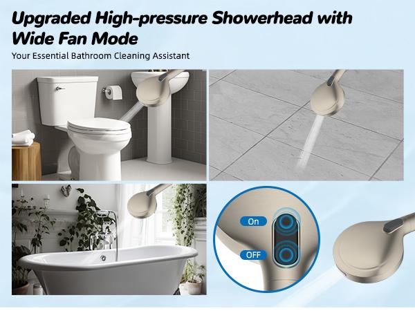 Hibbent Upgraded 13'' Shower Head Combo, High Pressure 5 Spray Rainfall Showerhead, 10 Spray Mode Handheld, All Metal Easy Reach 4-way Diverter with Pause Mode, 71'' Hose and Holder, Brushed Nickel