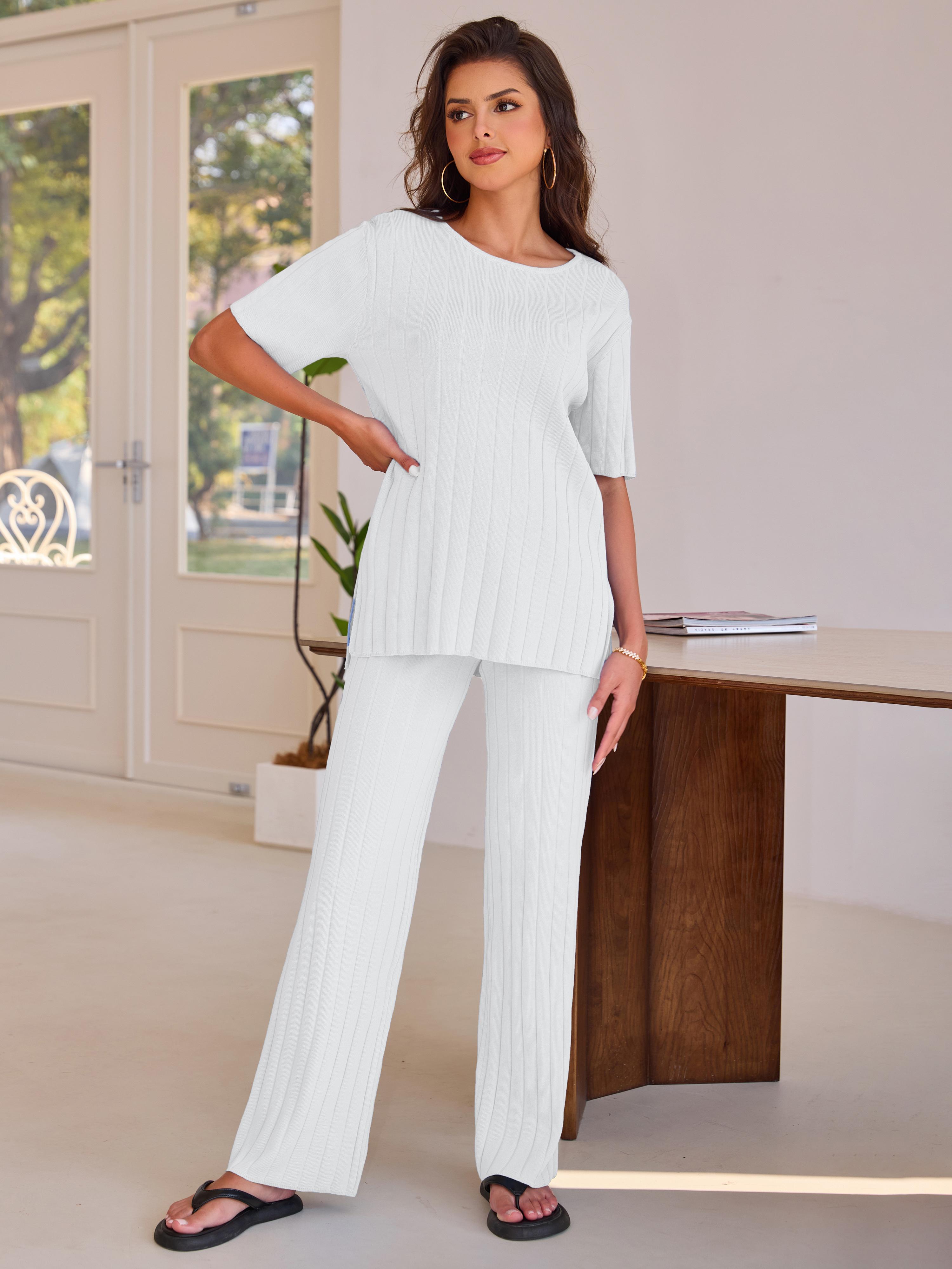 Joyfunear Women's casual T-shirt and pants two-piece set