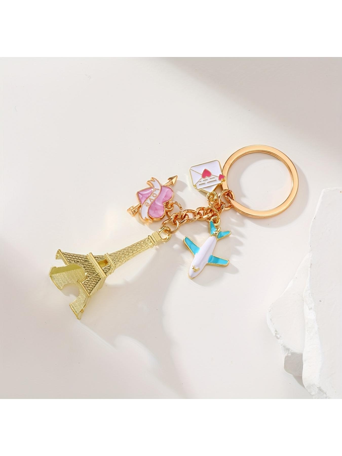 1pc Tower Key Chain, Romantic Envelope Airplane Pendant, Couple Key Chain Pendant