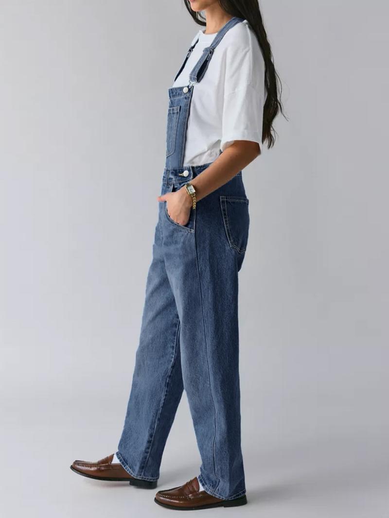 Women's Loose Fit Denim Overalls, Casual Fashionable Washed Jeans Pants, All-Season Versatile for Daily Wear & Dates