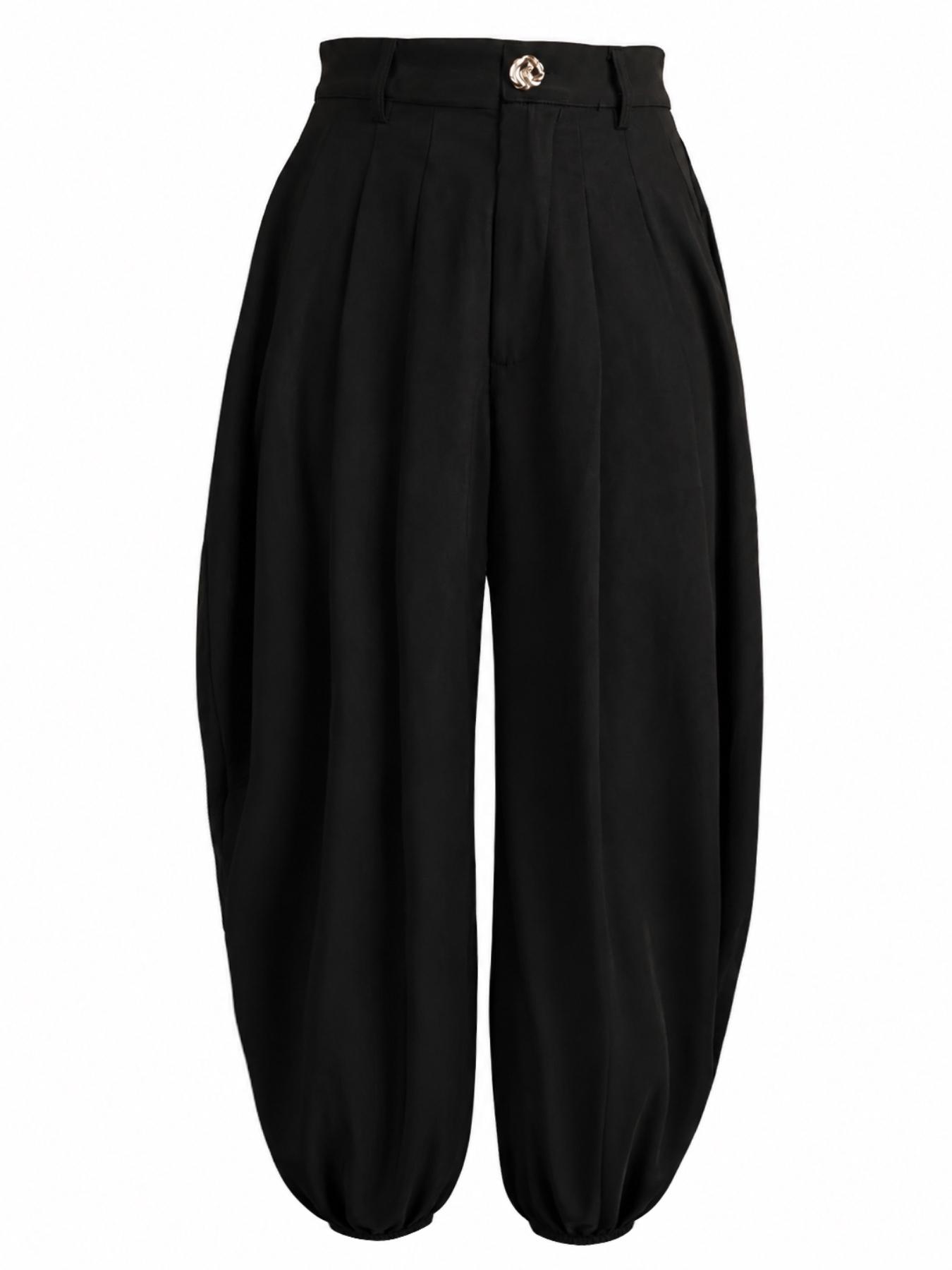 Women's Casual High Waist Wide Leg Pants, Plain Long Trousers with Pockets, Elastic Waist for All Seasons, Fashionable and Comfortable