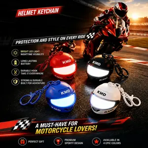 Mini 3D Helmet Keychain (with Light-Up Button) - A bright LED pendant crafted especially for motorcycle enthusiasts; available in four colors, making it the perfect gift.