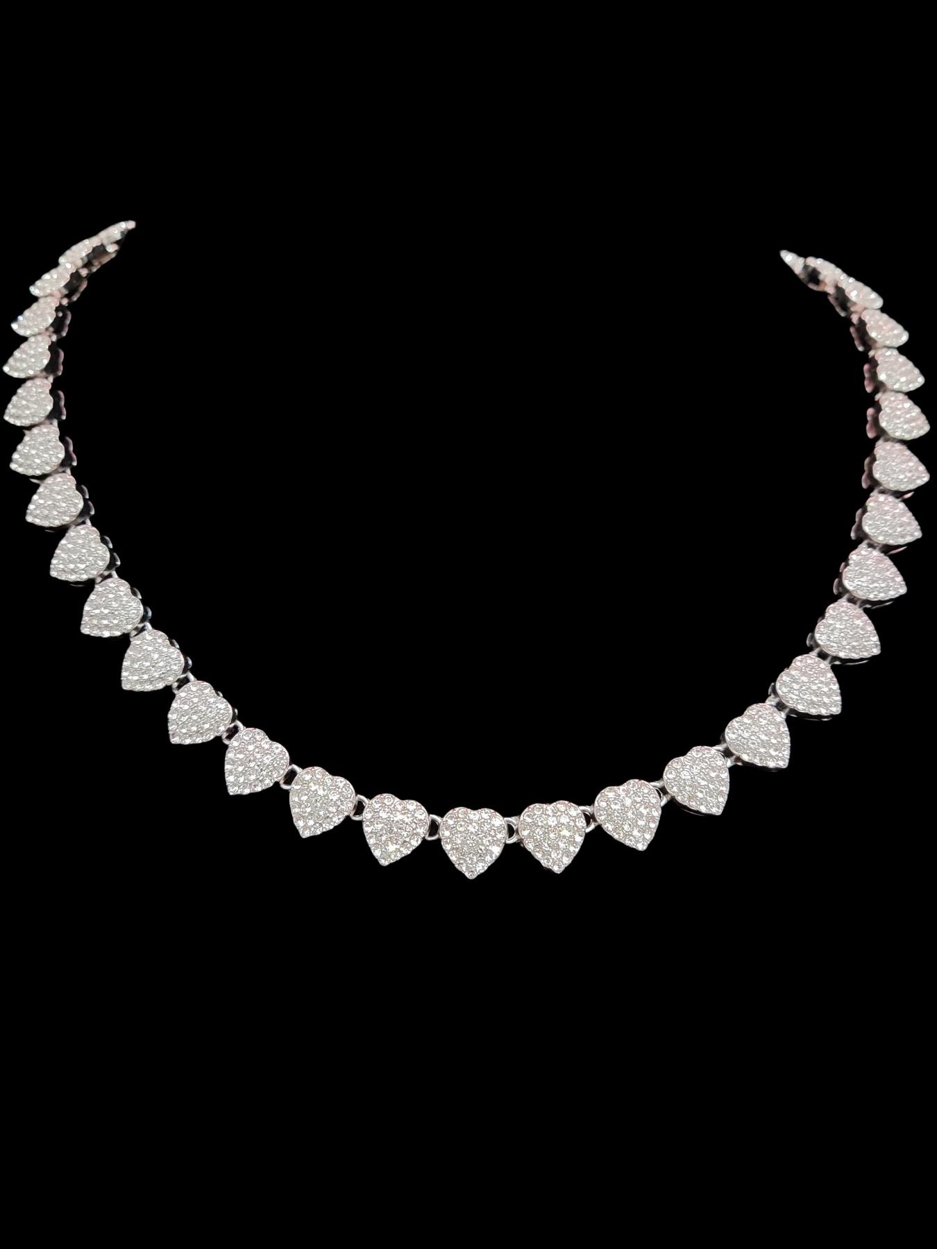 2Pieces/Set Women Heart Earrings & Necklace Set, Artificial Zircon Fashionable Jewelry Set, Street Style, All-Season Wear, Perfect Gift for Her