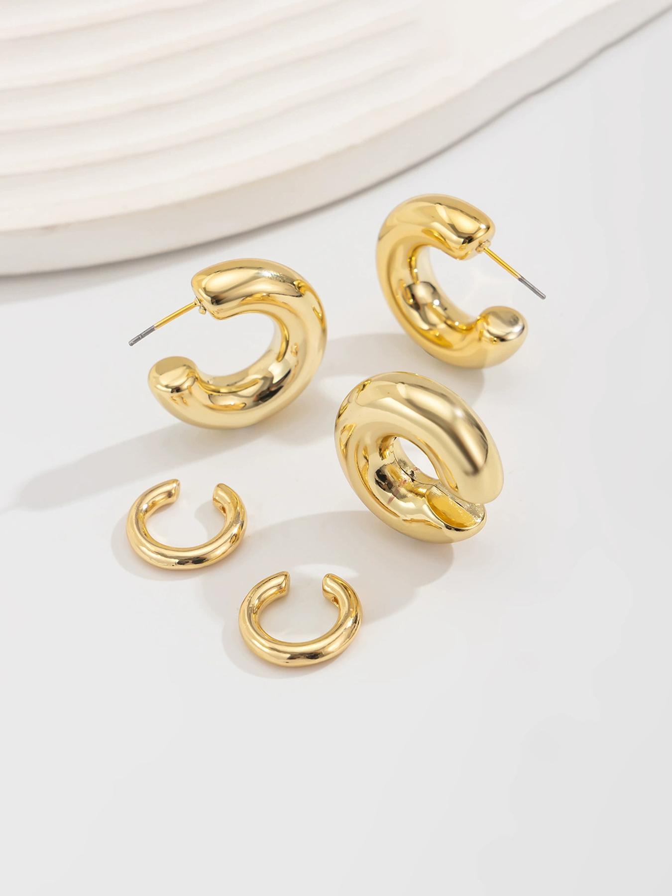 C-shaped Hoop Earrings, Fashionable Earrings for Women & Girls, Casual Jewelry for Party, Daily Clothing Decor, Trendy All-match & Exquisite Jewelry for Birthday Gift