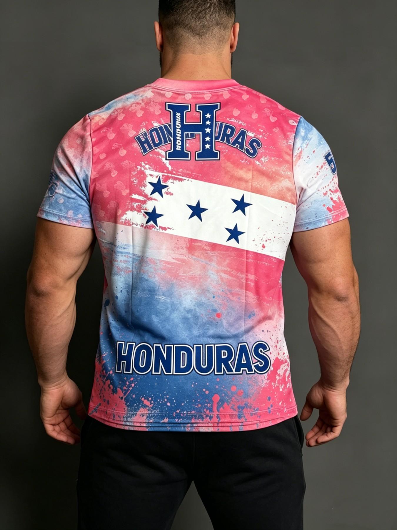 Honduras Blue Soccer Jersey, Patriotic Football Shirt with Flag & Parrot Pattern, Unisex Sports Clothing, Casual Fit, Short Sleeve