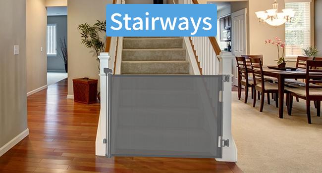 Dearlomum Retractable Baby Gate 33" Tall Extends up to 55" 71" 118" 168" 197" Wide Child Safety Gate for Doorways Stairs Hallways Indoor Outdoor Infant Mesh Dog Gate