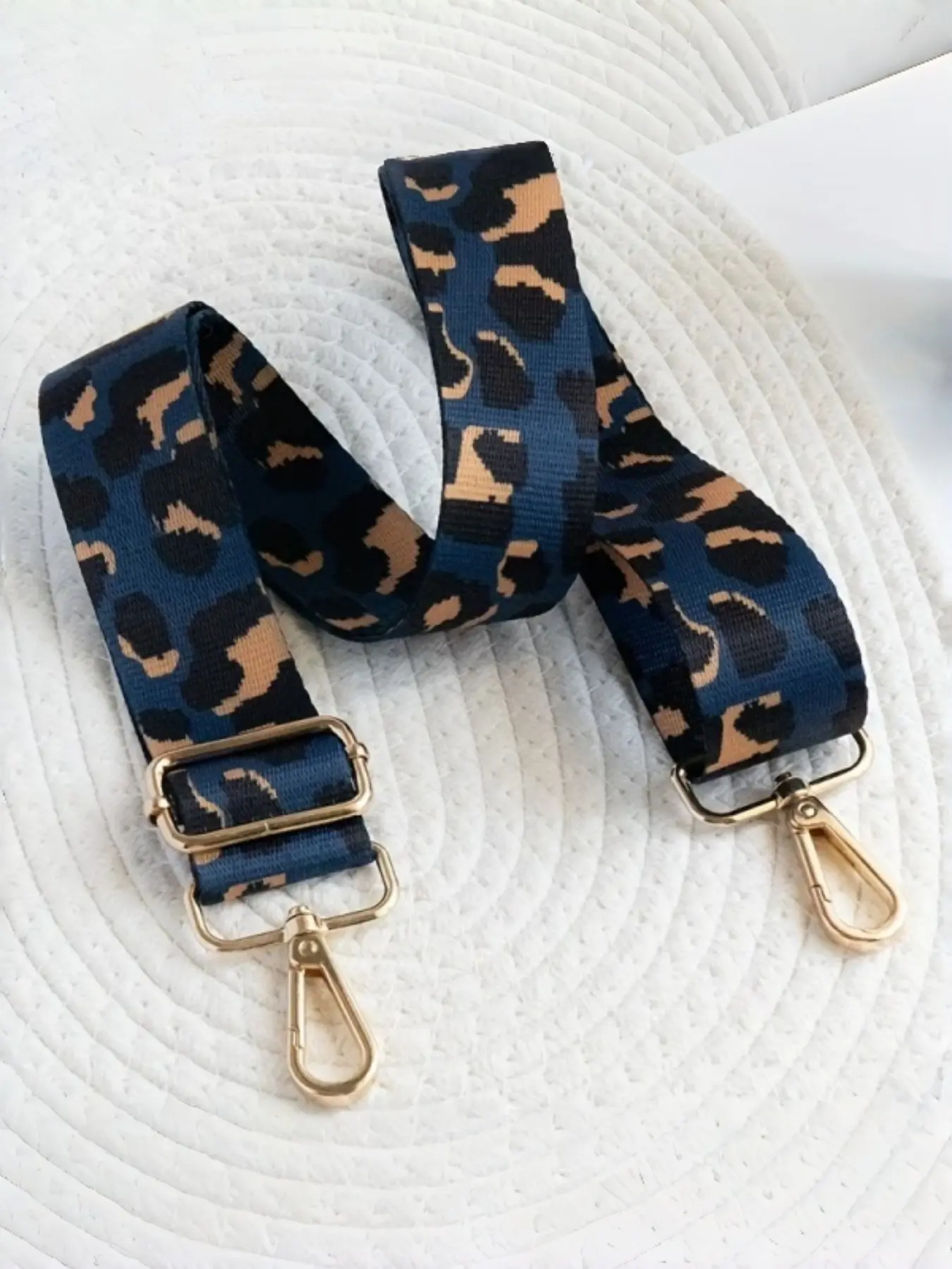 Adjustable Nylon Shoulder Strap, 3.8cm Wide, Leopard Print, Gold & Silver Color Hardware, Durable Stitching, Fashion Accessory for All Bags