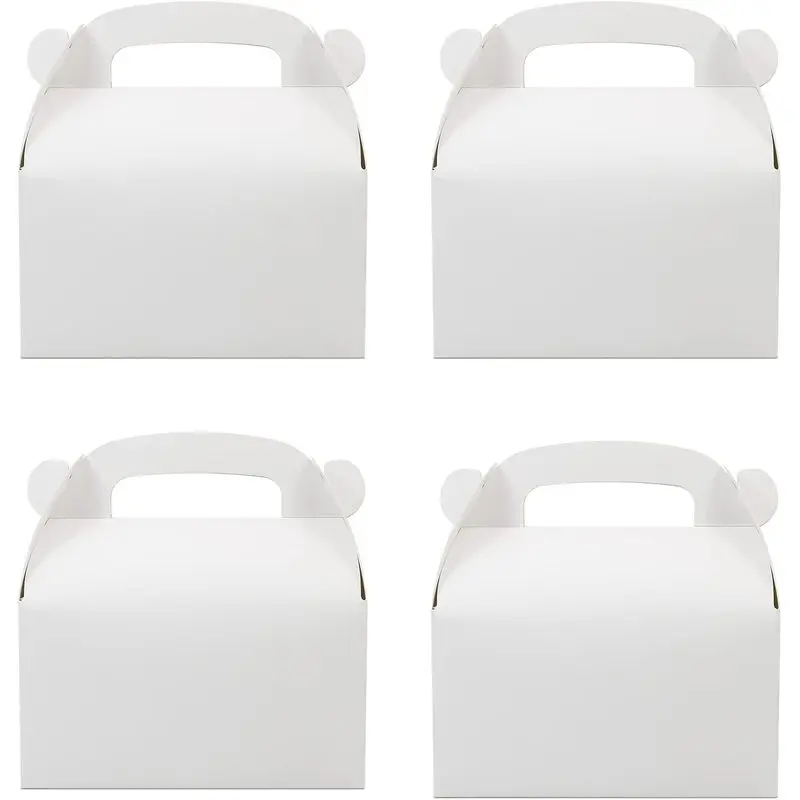 30Pcs White Party Favor Treat Boxes Paper Gift Box |   Gable Box with Handles for Wedding, Birthday, Graduation, Babyshower.