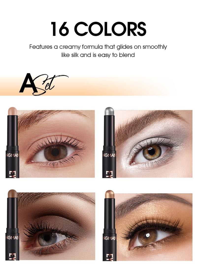 Cream Eyeshadow Stick Gift Set, 8 PCS Soft Smooth Matte Earth & Bright Metal Color Contour Sticks, Waterproof & Long-Lasting