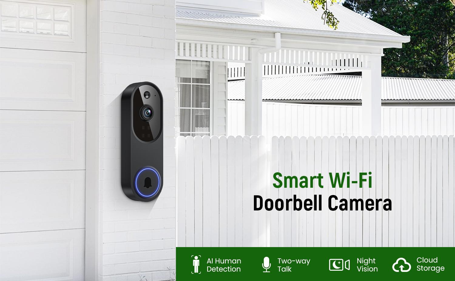Smart Wireless Video Doorbell Camera, AI Human Detection, 2.4G WiFi ...