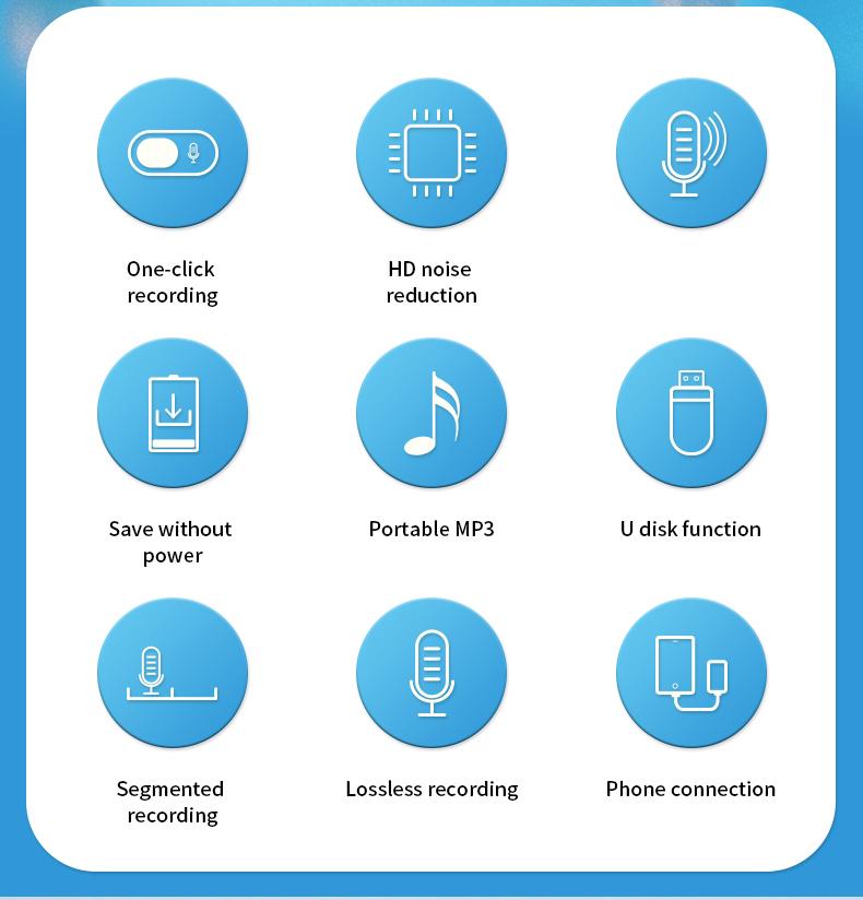 Professional recording recorder one-click start multi-functional recorder