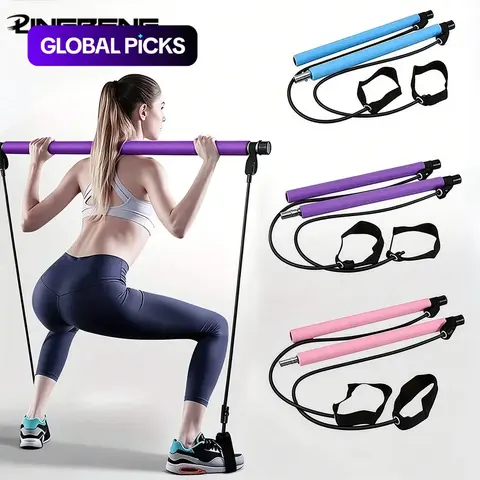 LINGPENG Multifunctional Pilates Stick, Back Training Elastic Rope, Yoga Resistance Band, Fitness Equipment for Home Gym Workout, Pilates Sets, Pilates Equipment Set, Multifunctional Pilates Gear