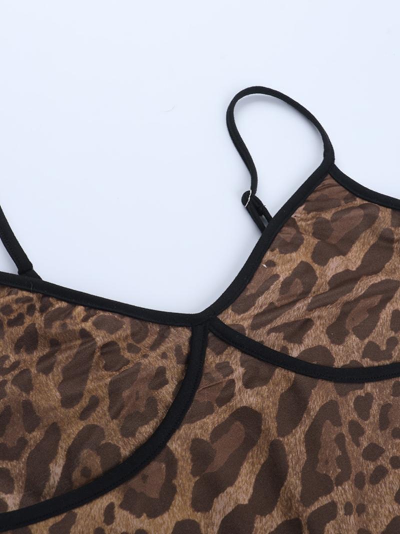 Women's Leopard Print Halter Fish Tail Dress, Elegant Summer Party Dresses, Sexy Backless Design, Perfect for Night Out & Casual Wear