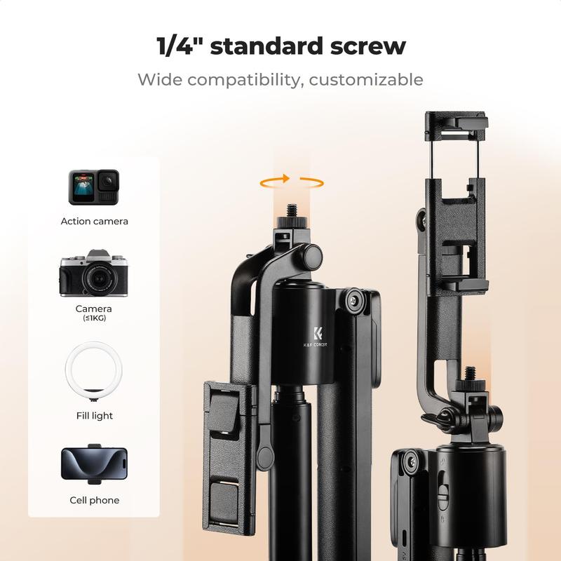 K&F CONCEPT 71" Face Tracking Tripod for iPhone, Auto Face Tracking Selfie Stick, Auto Face Tracking Tripod 360 Totation with Stand, Gesture Control, Remote Control