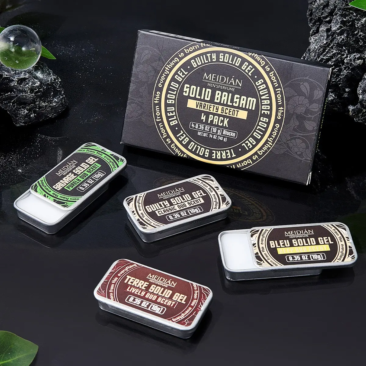4PCS Solid Perfume Balm Set, Portable Multi-Scent Fragrance Wax, Long-Lasting Pocket Perfume for Men & Women, Unisex Fragrance Set