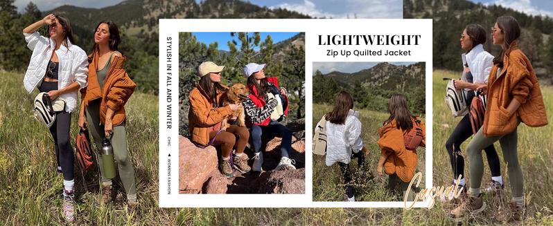 SCUSTY Women's Quilted Puffer Jacket Long Sleeve Zip Up Oversized Lightweight Padded Down Coat Outerwear TikTokShopBlackFriday