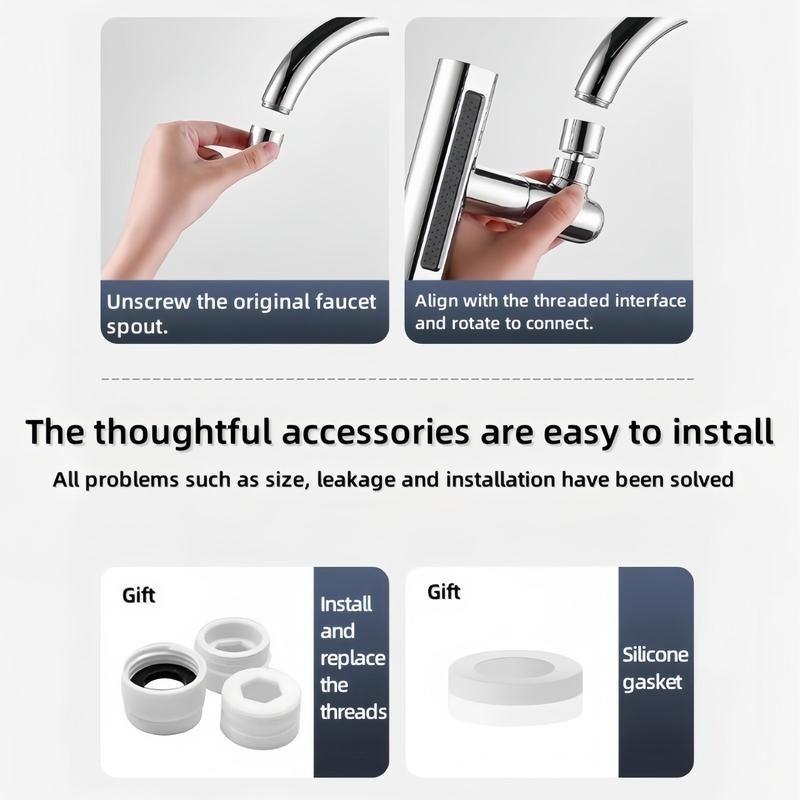 Multi-Functional Three-In-One Kitchen Faucet, Touch Rotating Nozzle, Sink Extender, Fruit Vegetable Cleaner, Kitchen Accessories, Faucet for Kitchen Sink, Rotatable Rotary Faucet