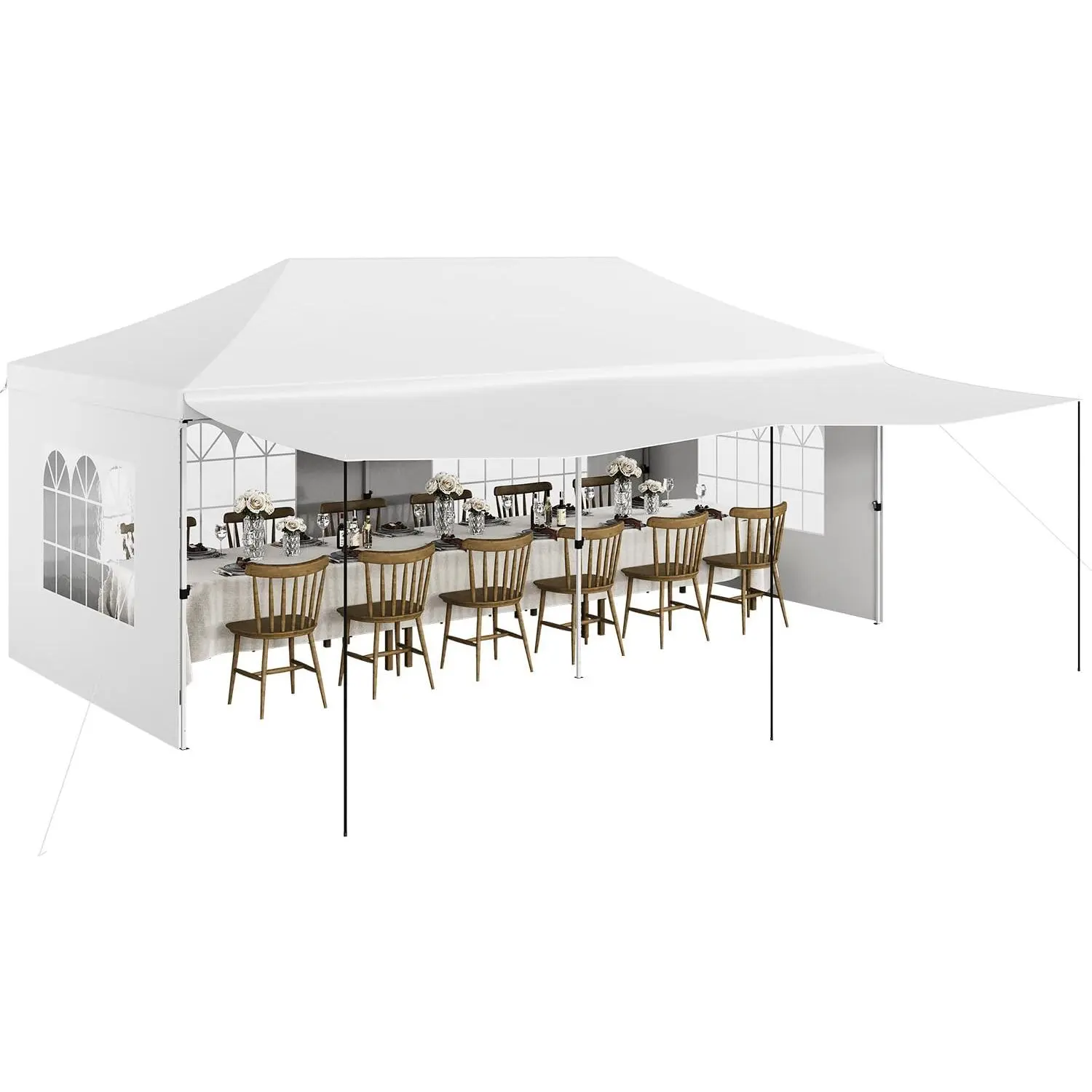 GARVEE 10' x 20' Heavy Duty Pop Up Canopy Tent, Commercial Instant Canopy with Waterproof UV50+ Oxford Fabric, Removable Sidewalls, Roller Bag for Outdoor Events, Party, Market & Patio