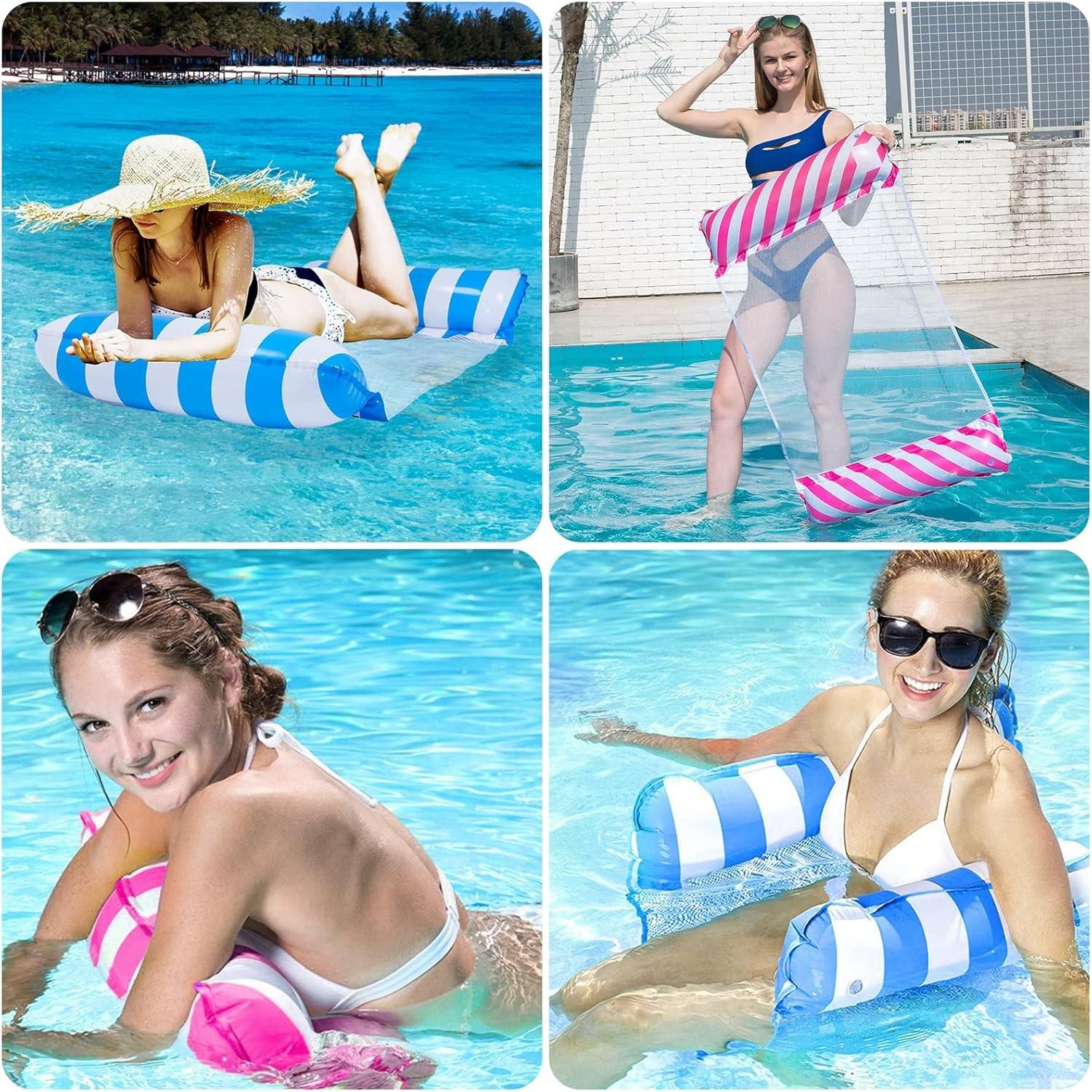 2-Pack Swimming Pool Float Hammock, Multi-Purpose Inflatable Hammock Pool Hammock (Saddle, Lounge Chair, Hammock, Drifter), Water Hammock Lounge