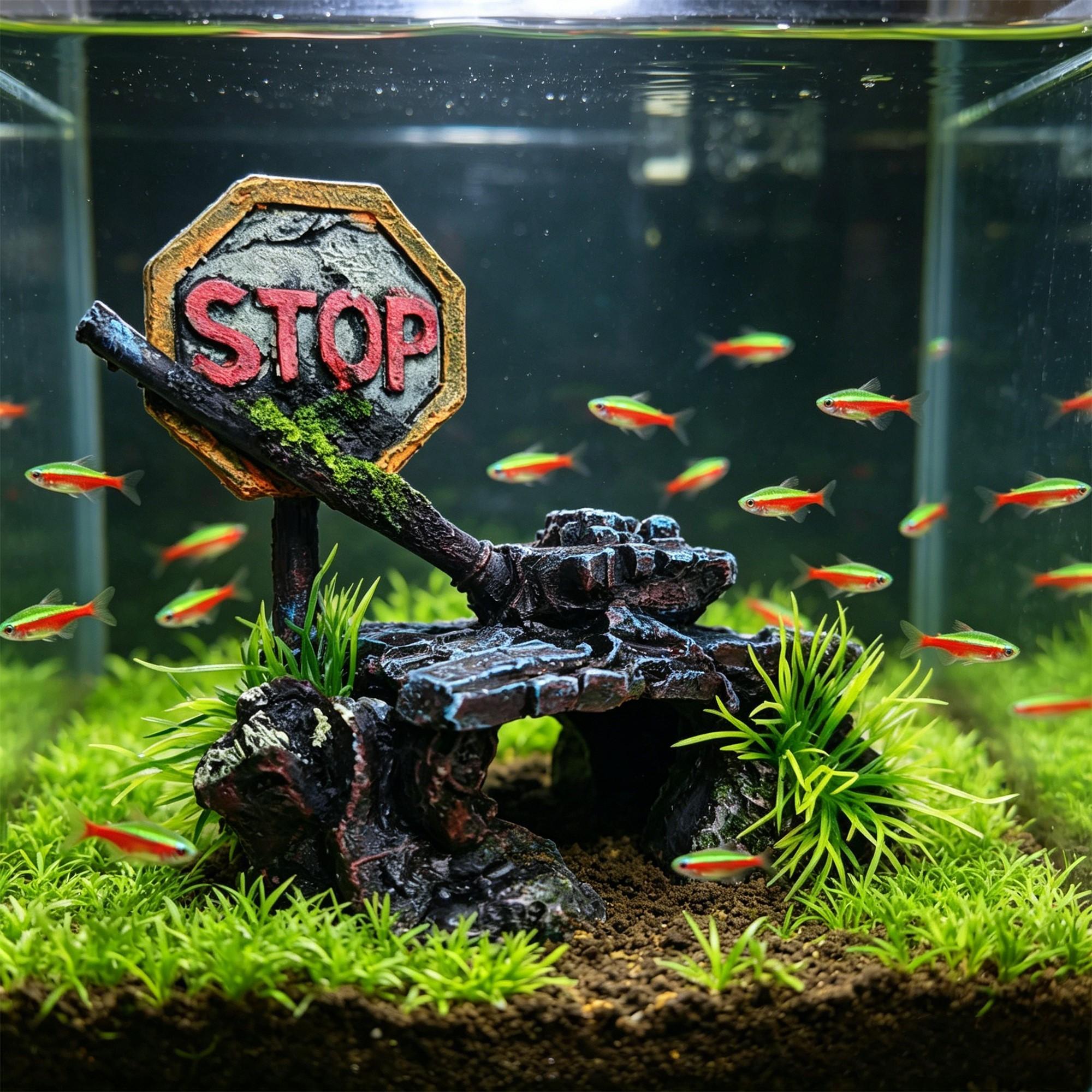 Realistic Tank Aquarium Decoration, Fish and Shrimp Hideout, Breeding Cave Box, Durable Habitat Accessory, Stop War Design