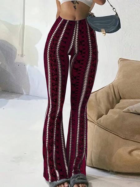 Women's High Waist Flare Pants Black Printed Bell Bottom Trousers Slim Fit Stretchy Wide Leg Pants Retro Bohemian Ethnic Pattern Streetwear Y2K Trendy Casual Fashion Club Party Outfit Comfortable Long Pants Boho Festival Trousers