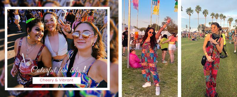 Yeokou Women's Patchwork Dual Pocket Jumpsuit Loose Floral Print Bohemian Wide Leg Bib Overall